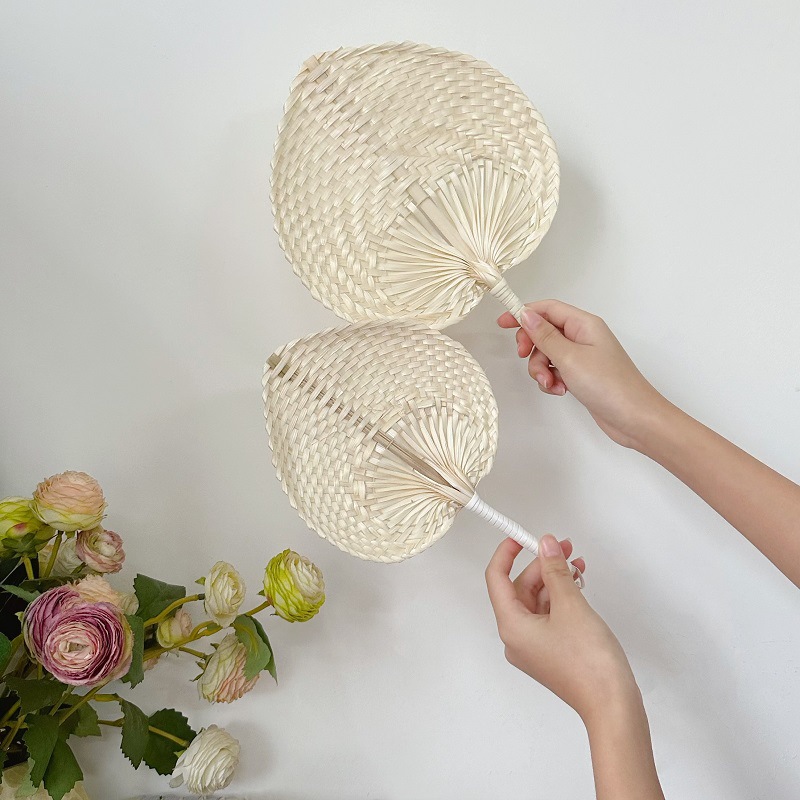 Bamboo craft fan small Pu Fan woven fan decoration baby fan mosquito repellent portable fan retro hand fan
