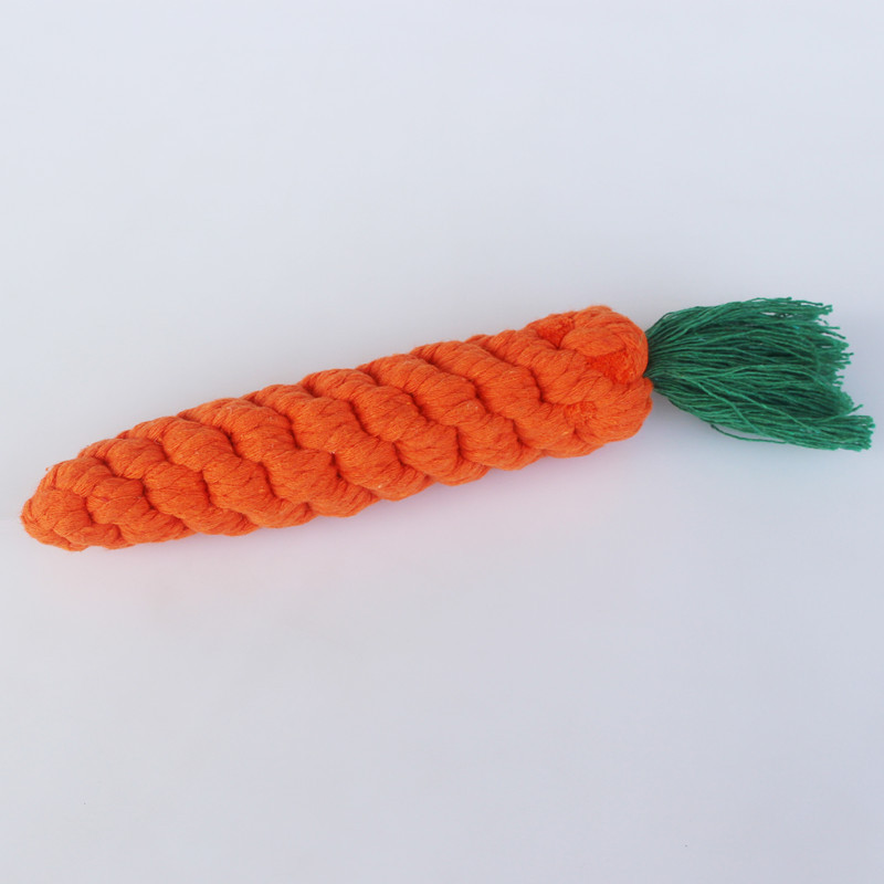 Factory wholesale pet toy hand woven carrot dog toy cotton rope pet toy