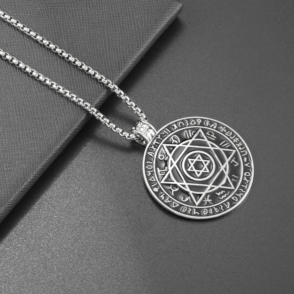 Round Brand Ancient Text Six-pointed Star