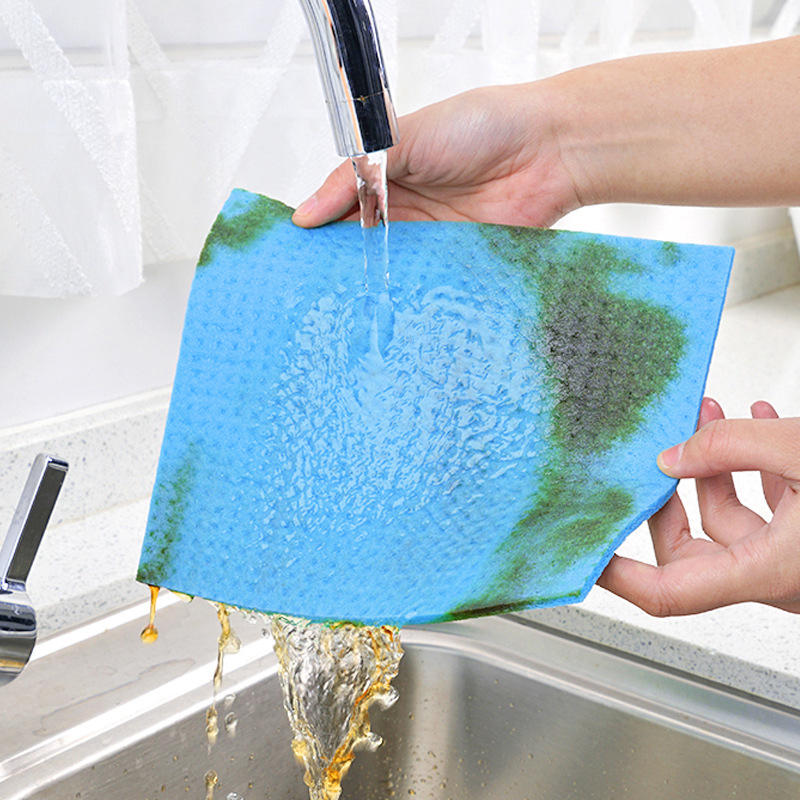 Spanish Wood Pulp Cotton Dish Cloth Kitchen Cleaning Absorbent Dish Cloth Oil-free Lazy Dish Towel Dirt Cleaning Smear