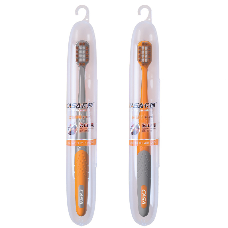 Kasha senior adult soft hair volcanic carbon toothbrush care gum wide head toothbrush independent travel box toothbrush wholesale