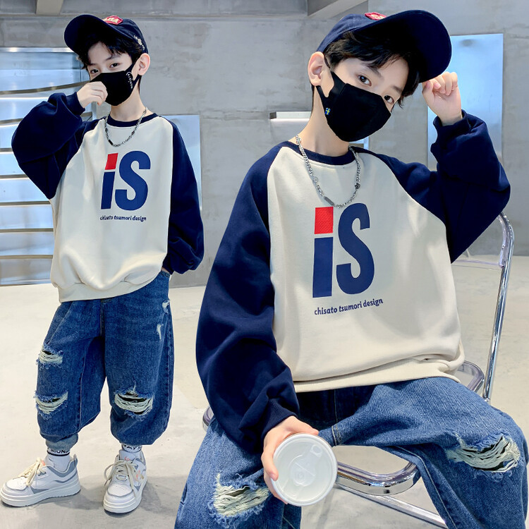 Boys' Autumn Long-sleeved T-shirt 2024 New Style Korean Casual Loose Top Pullover Base Shirt Trendy