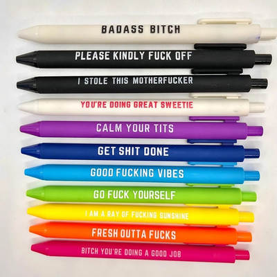 11PCs Funny Pens 11PCs Funny pen set Funny text Ballpoint Pen Press gel pen