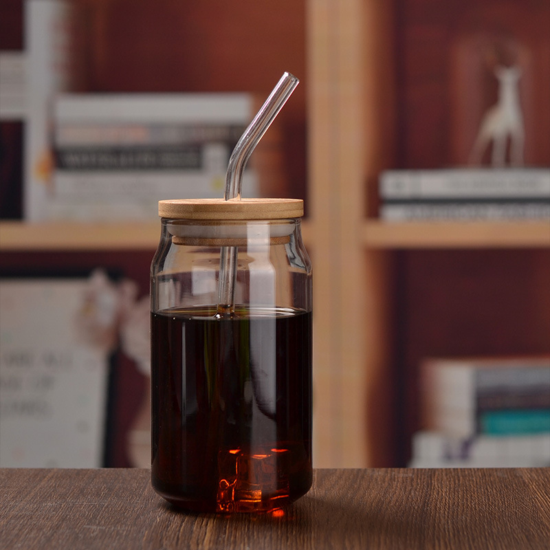 Amazon borosilicate glass milk tea coffee coke cup subnet red high temperature resistant glass cup with lid straw