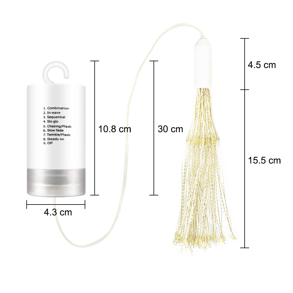 Amazon outdoor LED explosion Star copper wire light color string light battery smoke lamp dandelion light decorative light strip