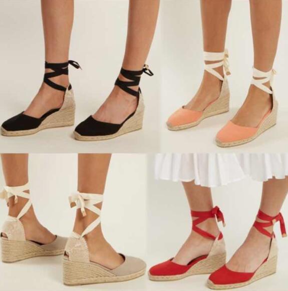 wish European and American Foreign Trade 2021 Summer Women's Shoes Fashion Wedge Strap Toe Sandals 43 yards Ma Wedge Women's Shoes