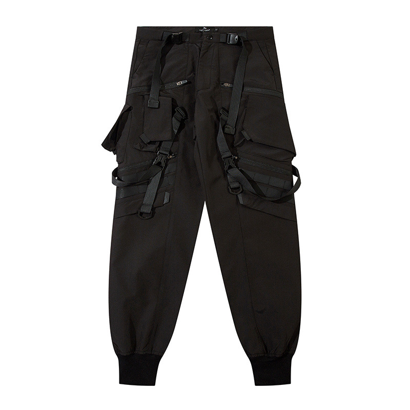 Functional style overalls men's national fashion brand loose ankle-tied heavy industry tactical multi-pocket umbrella pants motorcycle charging trousers