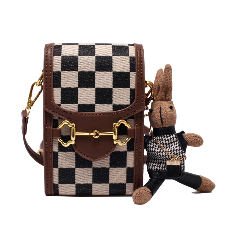 New Korean style small bag for women, fashion trendy simple crossbody bag mobile phone bag texture internet celebrity plaid shoulder bag