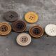 Yellow imitation wood grain wide edge resin button khaki off-white yellow curry dark brown black curry vintage button