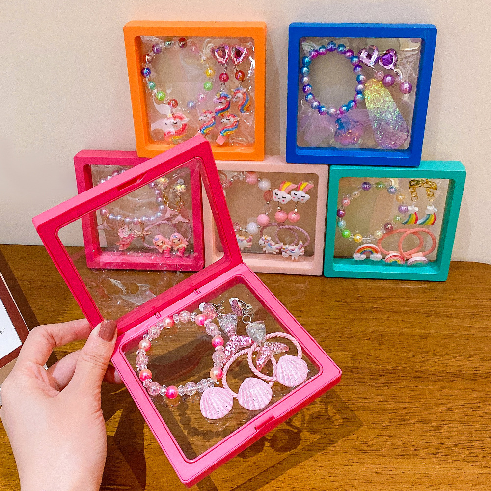 Children's Bracelet Set Unicorn Fish Tail Beaded Jewelry Cute Baby Ear Clip Jewelry Gift Box Cross-border Girls' Matching