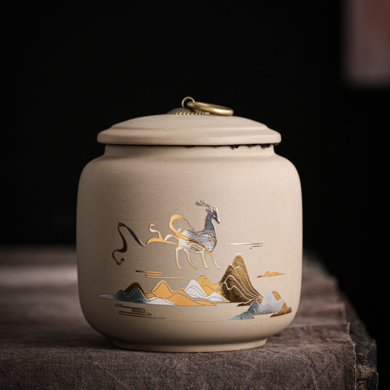 New stoneware tea pot ceramic small size black tea Pu'er oolong tea storage pot capacity about 140g wholesale