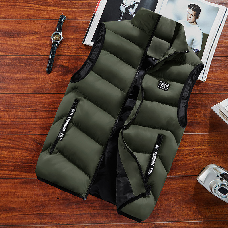 Autumn and Winter New Lightweight Down Cotton Winter Loose Vest Men's Youth Sleeveless Cotton Warm Waistcoat Vest
