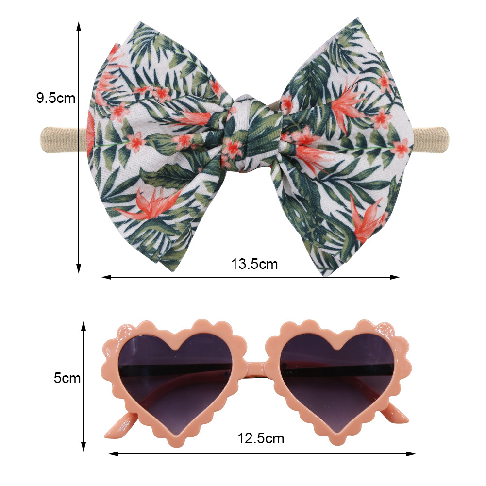 New children's sunglasses headband combination set fashion cartoon baby toy sunshade glasses polyester printed hair band