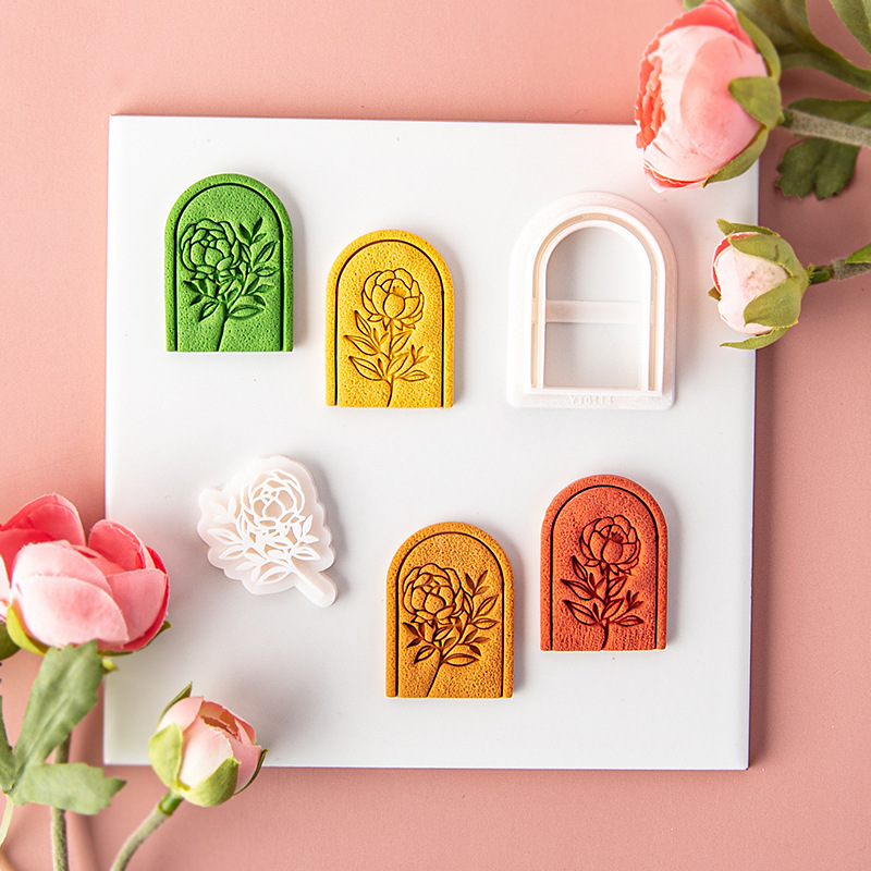 New Rose Carnation Soft Pottery Earrings Mold Retro Leaf Jewelry Clay Shape Press Mold Hand Tools