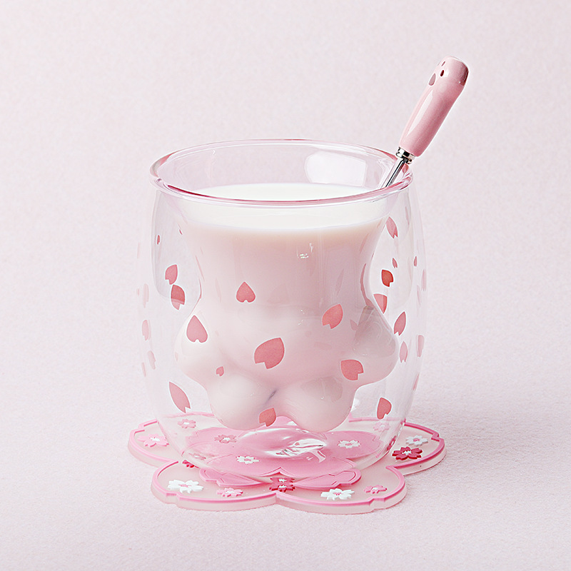 Hand Gift Cup Cat's Claw Cup Double-Layer Insulated Cute Milk Coffee Promotion Couple Cup Lover's Gift Home