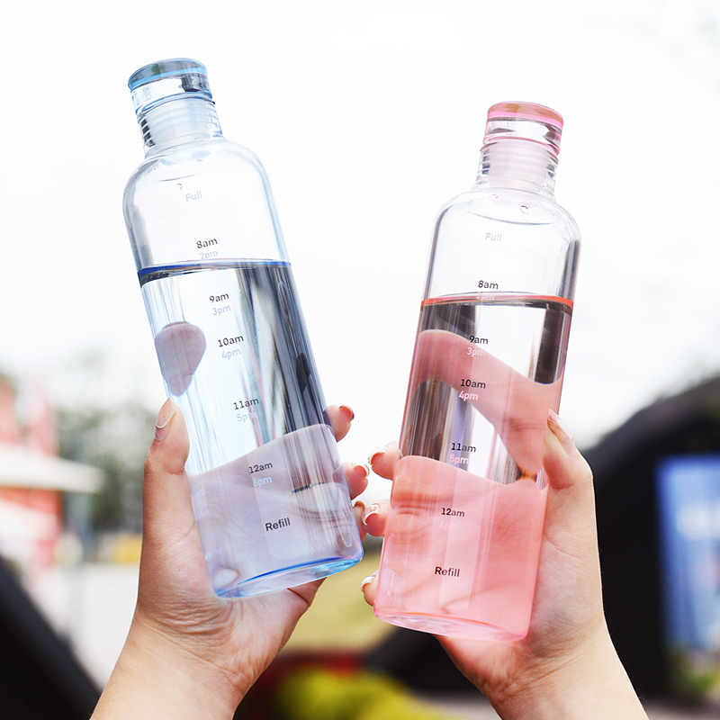 Time Scale Direct Drinking Bottle Student Transparent Large Capacity Water Cup Portable High Borosilicate Glass Gift Customization