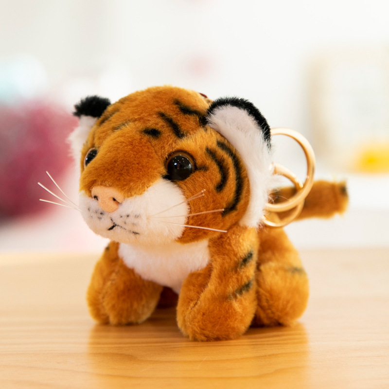 Simulation Little Tiger Plush Toy Keychain Cute Northeast White Tiger Doll Doll Bag Pendant Children's Gift