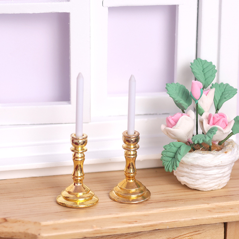 mini mini Miniature White Candle Holder DOLLHOUSE Doll House Small Furniture with Ornaments Play House Toys