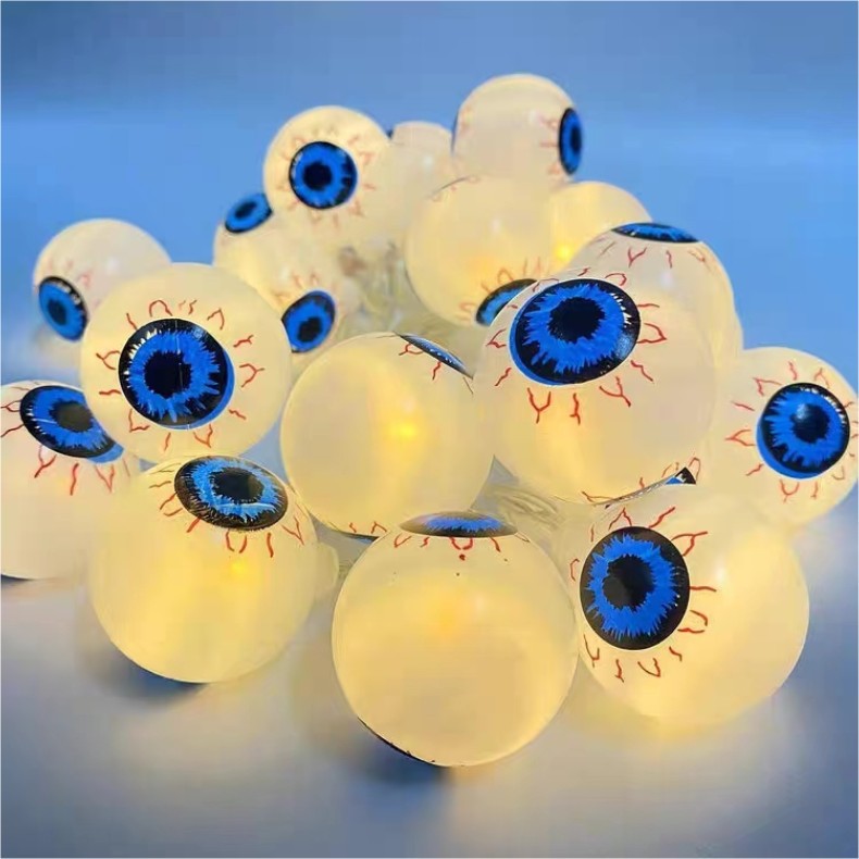 New Halloween light string eyeball ghost luminous string lights LED solar ghost eyes holiday party decoration lights