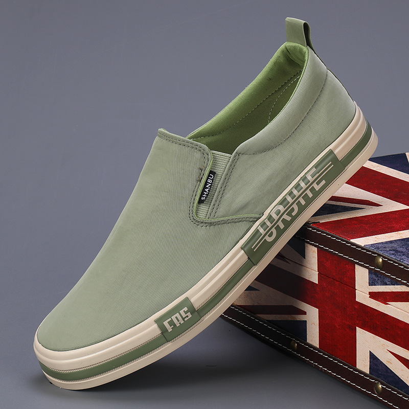 2024 spring casual men's shoes men's canvas slip-on shoes Korean fashion slip-on shoes all-match casual flat shoes