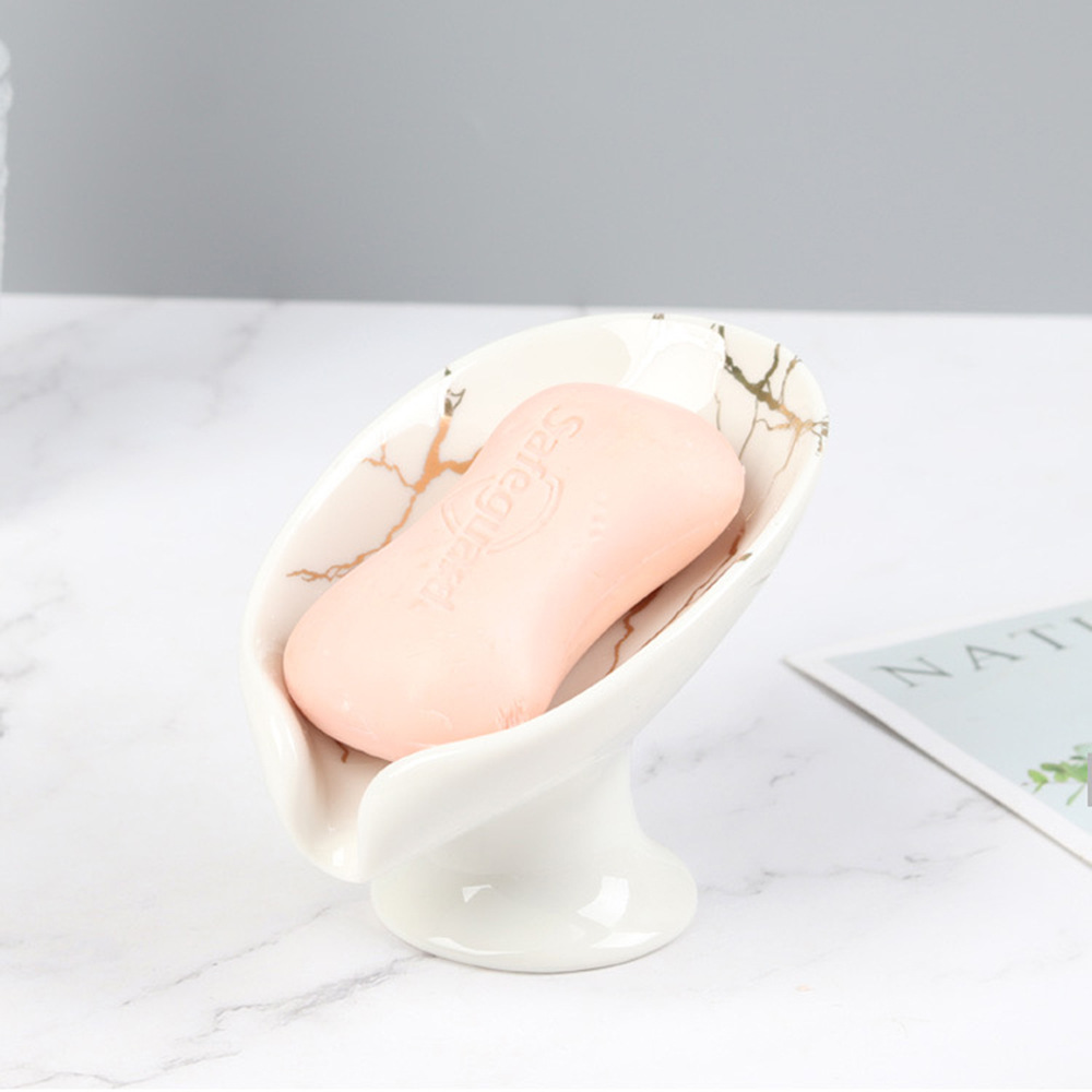 Creative cross-border new ceramic leaf soap box hotel bathroom toilet soap bracket soap leaf tray
