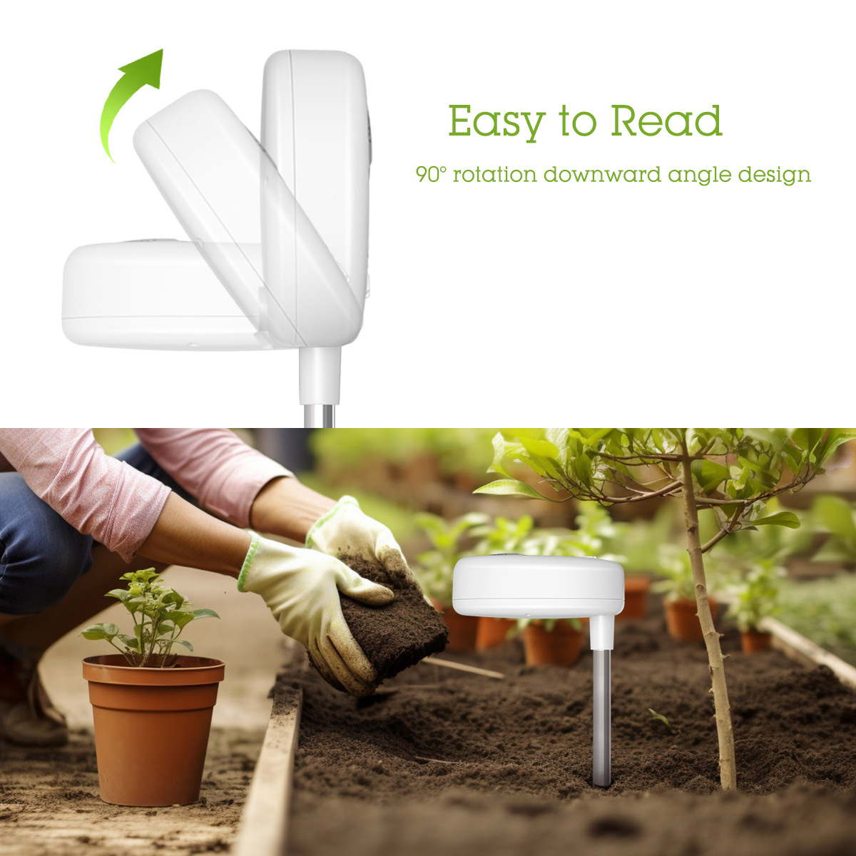 New Humidity Light PH Fertility PH Rotatable Foldableing 90-degree Stool Viewing 4-in-1 Potted Soil Detector