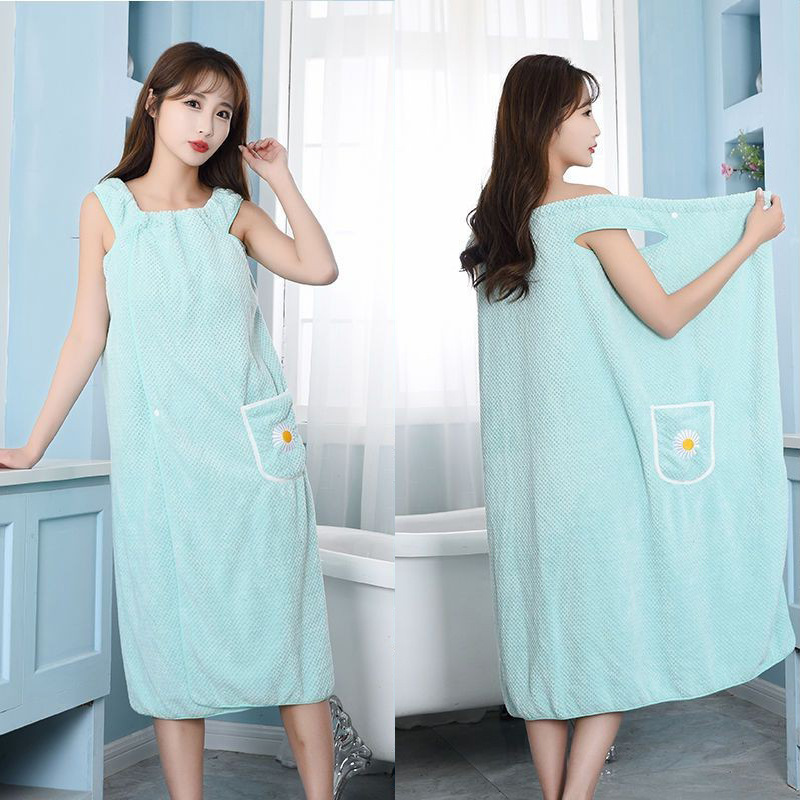 Pineapple Dress Wearable Bath Towel Women's Sling Bathrobe Soft Adult Household Absorbent Bath Large Size Bathrobe