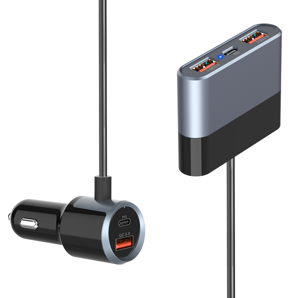 Car charger super fast charging multi-port one drag five front and rear seat charging car mobile phone charger manufacturers wholesale