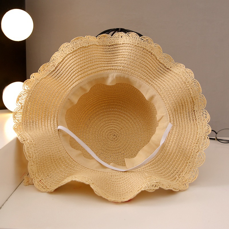 Children's Cherry Straw Hat Summer Sun Hat Seaside Vacation Sun Hat Sunscreen Girl Kids Set Hat