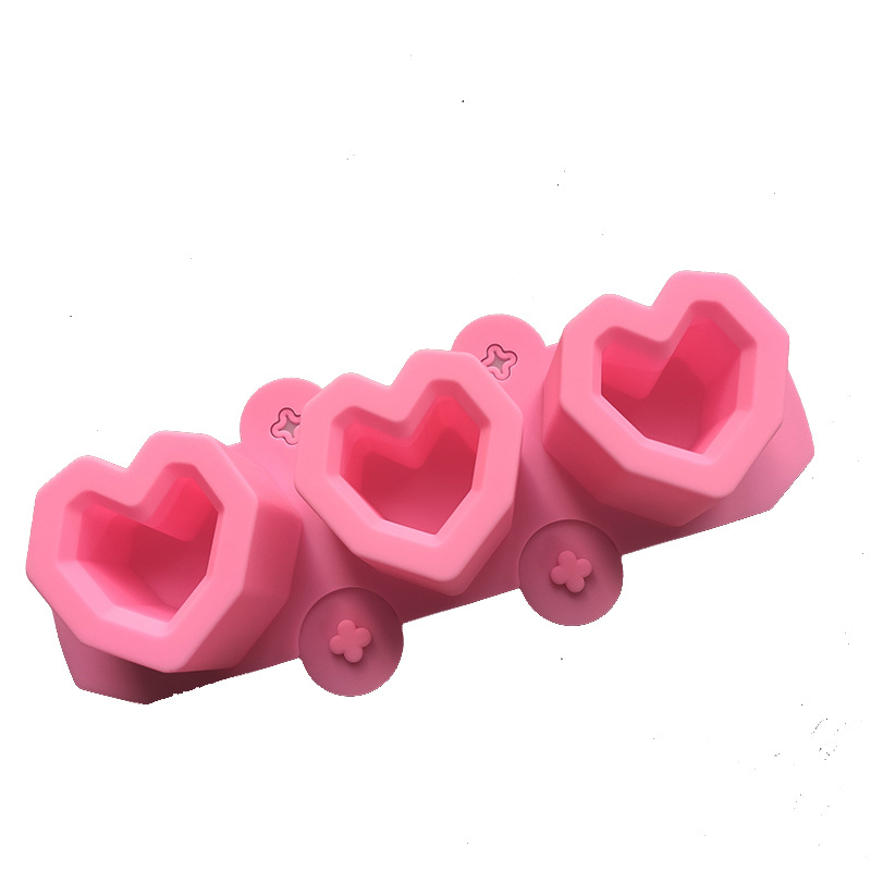 Cross-border hot sale 3 even love ice cup ice grid silicone mold wine cup DIY flowerpot potted fleshy plaster mold