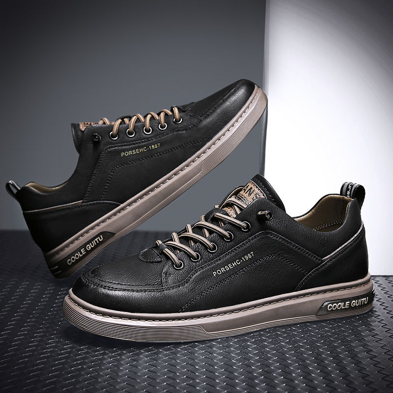 Men's Shoes Spring and Autumn 2024 New Casual Leather Shoes Men's White Flat Shoes All-match Summer Sports White Shoes for Teenagers