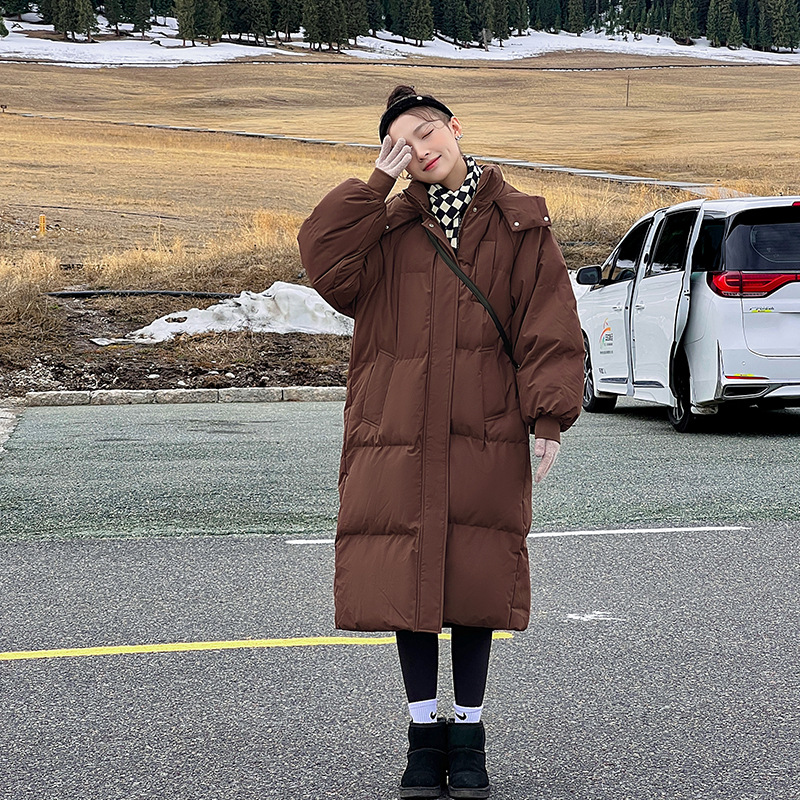 Thickened Down Cotton-padded Coat Women's Long Loose ins Hong Kong-style Bread Coat Cotton-padded Coat 2023 Winter New Cotton-padded Coat
