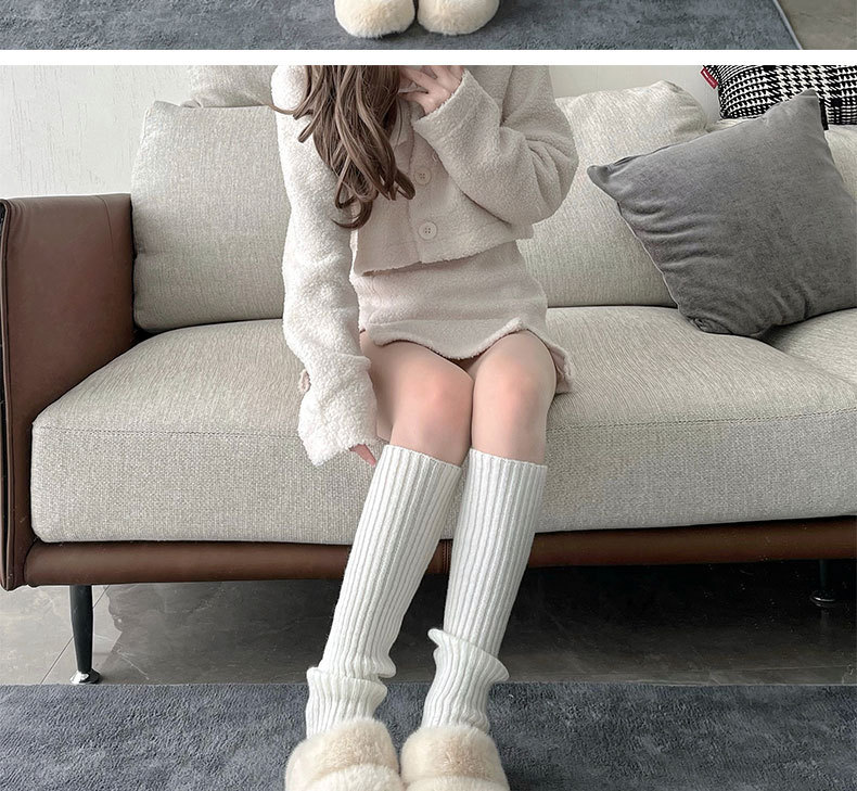 Lolita knitted pile socks straight all-match Japanese white lengthened jk calf socks y2g leg cover slimming pure_voghion.com