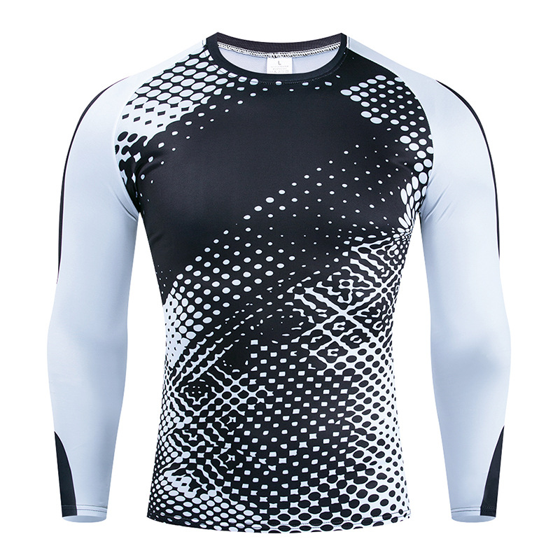 Foreign Trade Leggings Men's Long-sleeved Elastic Breathable Base Clothes Basketball Running Sports Fitness Clothes Men's Long-sleeved T-shirt
