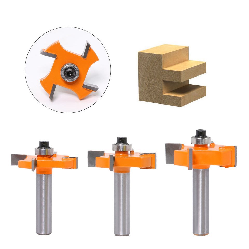 Cross-border 8mm shank 4-blade ball bearing T-shaped cutter T-shaped groove cutter woodworking milling cutter alloy cutter head trimming machine cutter head