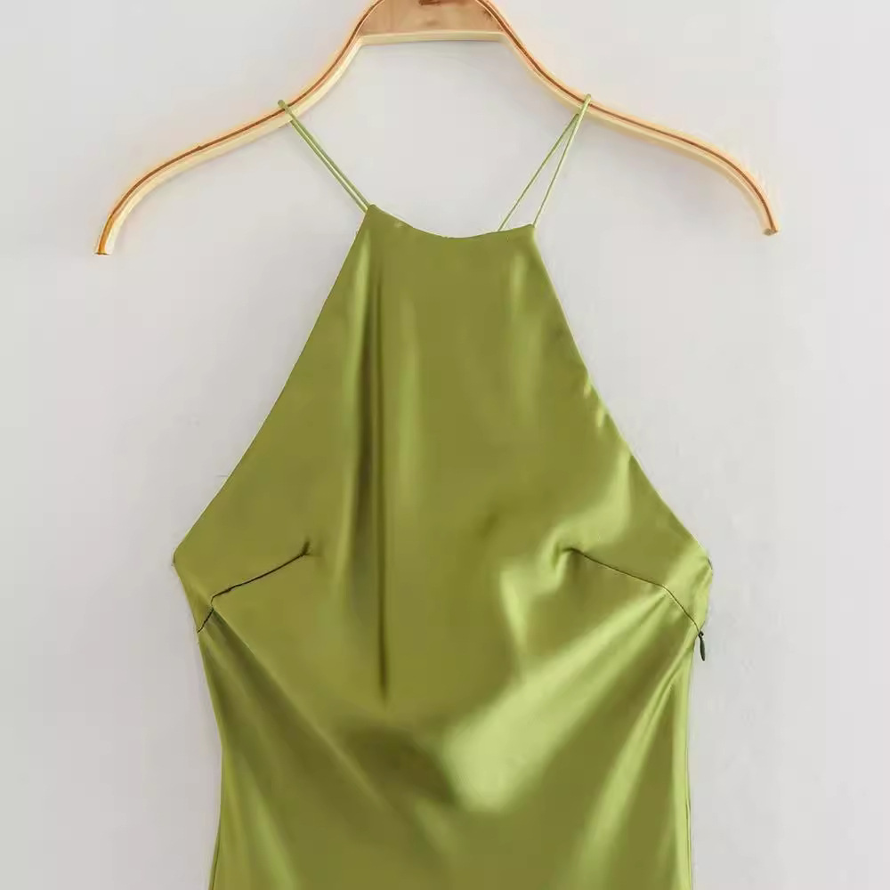 2025 European and American style summer women's new suspenders silk satin texture dress 9588