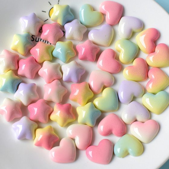 Sweet gradient color love five-pointed star resin accessories mobile phone shell hair accessories cream glue accessories pj1272