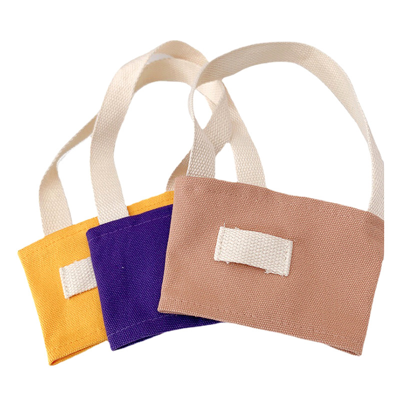 Beverage Milk Tea Cup Bag Coffee Packing Portable Bag Solid Color Canvas Portable Milk Tea Bag Cup Bag