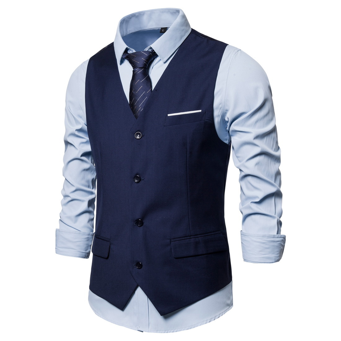 2023 Foreign Trade New Men's Large Size Suit Vest Korean Men's Solid Color Casual Business Single-breasted Vest