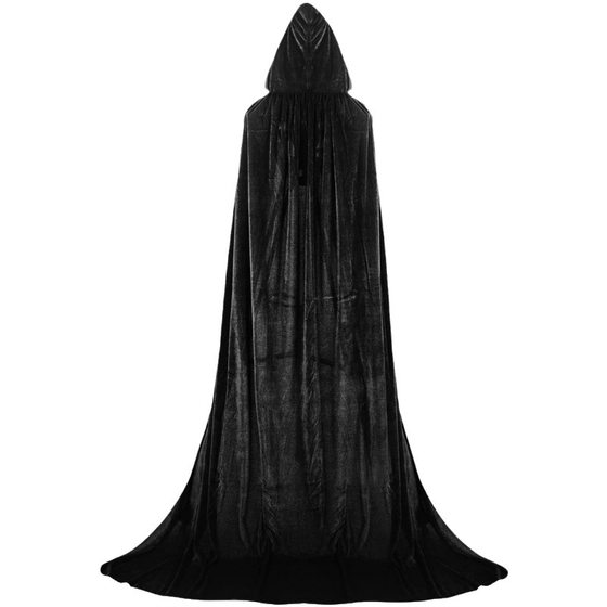 Black Halloween Cloak Medium Thick Cloak Hooded Velvet Coat Funny Coat Stage Coat Coat Coat