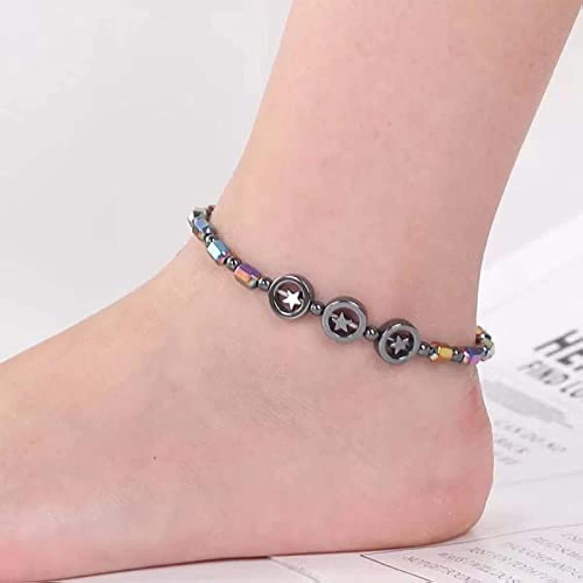hot yoga magnet anklet bracelet natural stone black gall stone jewelry wholesale female black gall stone anklet jewelry