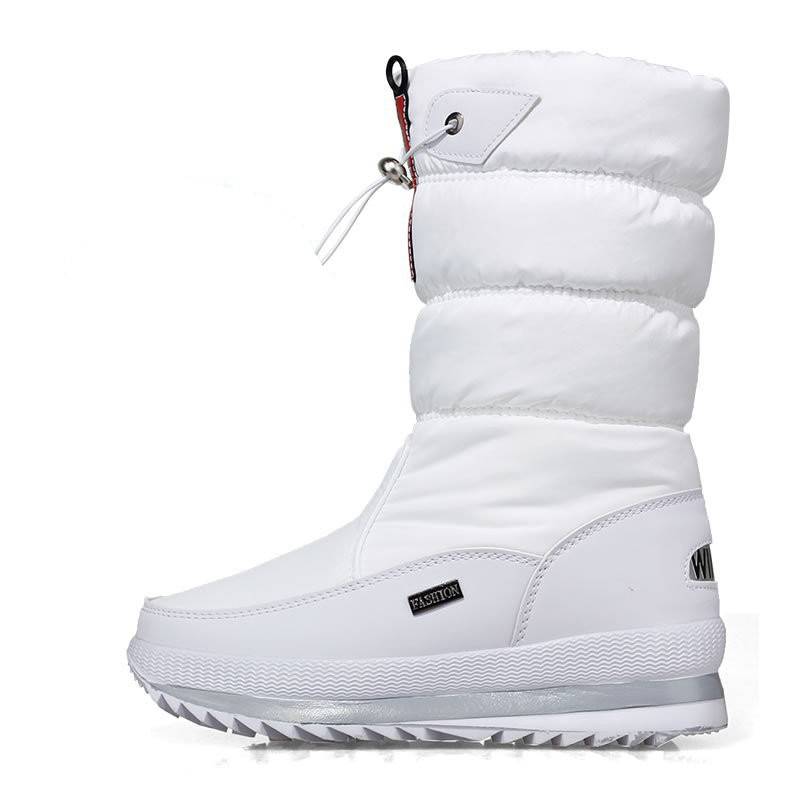 2025 Non-slip White Women's Shoes Winter fleece-lined Thick Cotton Boots Zipper Warm Snow Boots Cross-border Large Cotton Shoes