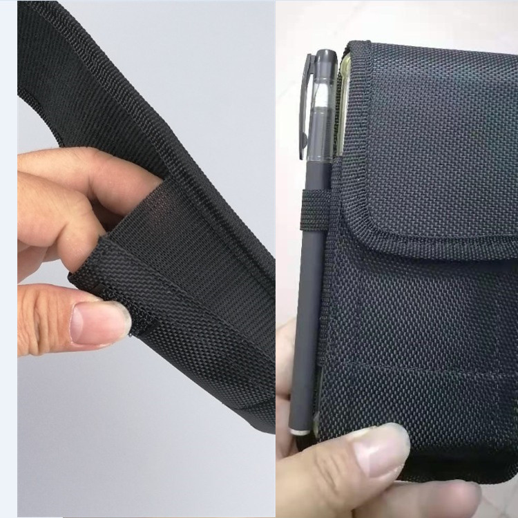 Oxford Cloth Vertical Hanging Waist Leather Cover Nylon Fabric Belt Mobile Phone Waist Bag Velcro Men's Outdoor