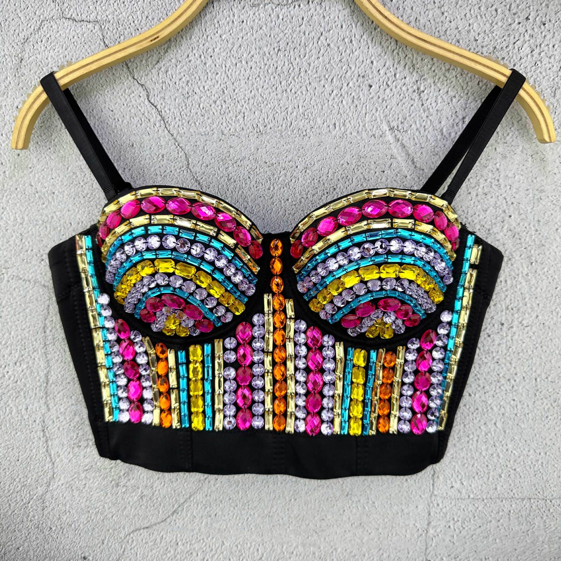 AliExpress high quality style colorful acrylic material vest European and American style punk street shot slim strap hot sale