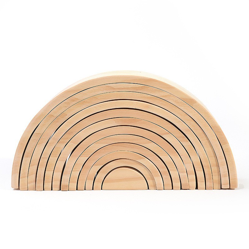 Wooden children's rainbow building blocks toys baby color cognition early childhood education stacking height 3-10 years old toys