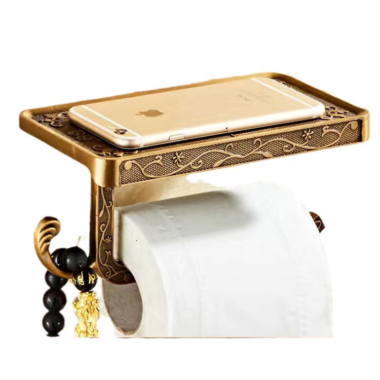 Phone Rack Storage Rack Antique Carved Space Aluminum Toilet Tissue Rack Roll Paper Rack Cross-border E-commerce Amazon