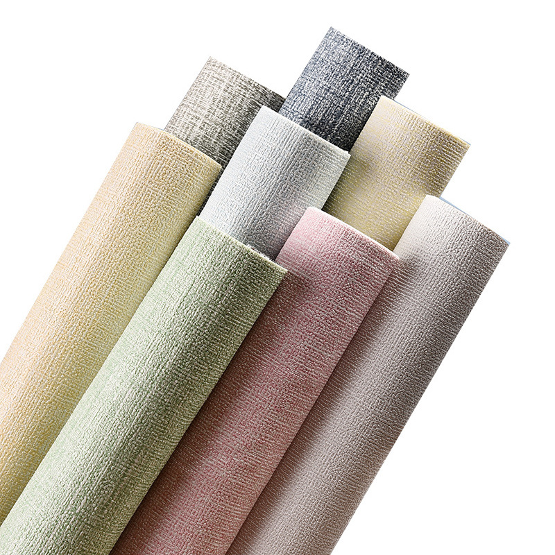 Linen wallpaper for gray wall self-adhesive household renovation stain-resistant waterproof moisture-proof mildew-proof wallpaper foam wall sticker