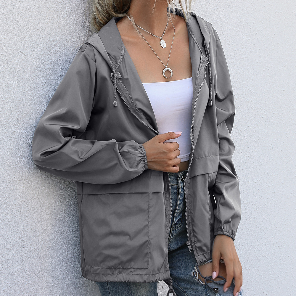 Amazon Women Zip Hoodie Lightweight Outdoor Hiking Raincoat Jacket Coat Spot
