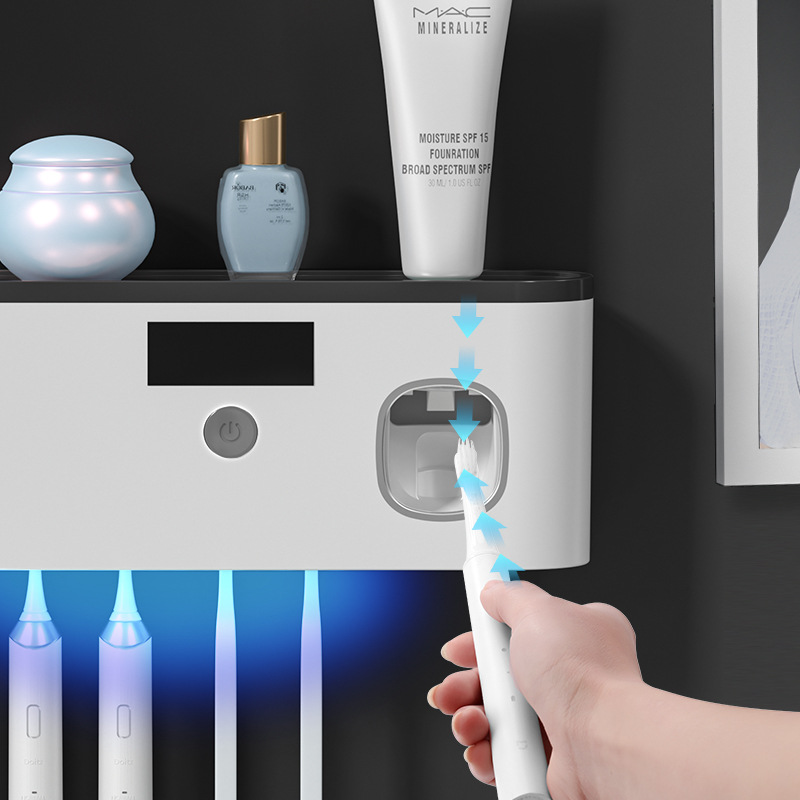 Factory direct supply non-perforated toothbrush holder bathroom toothbrush sterilizer USB charging UV tooth holder