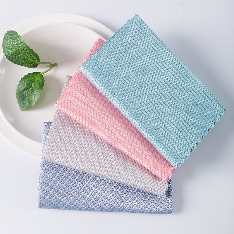 Wipe Glass Cleaning Cloth Fish Scale Cleaning Cloth No Traceless No Water Stain Water Absorption Not Easy to Rub Kitchen Wipe Table Mirror Towel